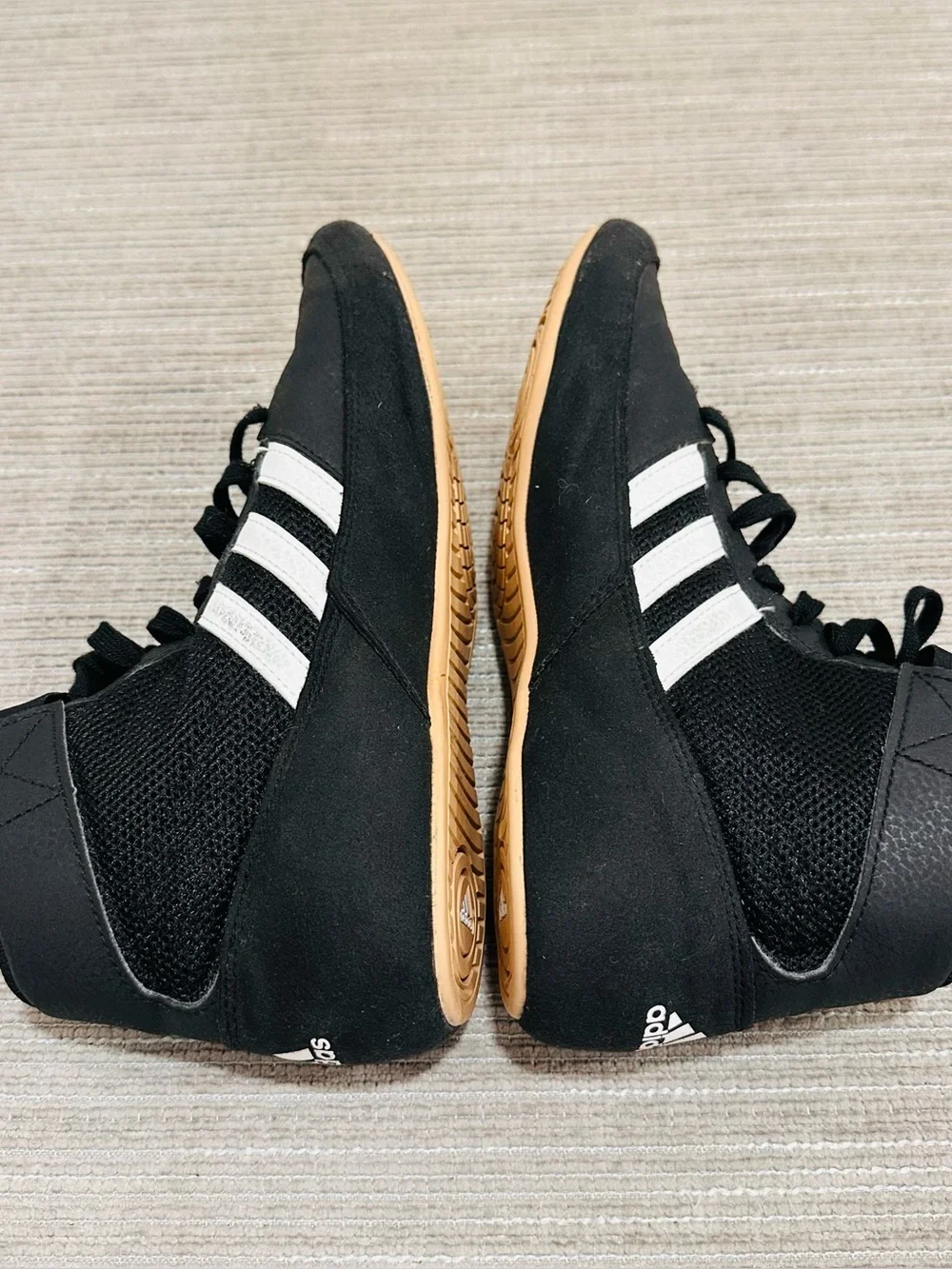 Adidas HVC 2 Mens Size 8,5 Black White Gum Athletic Wrestling Shoes Sneakers